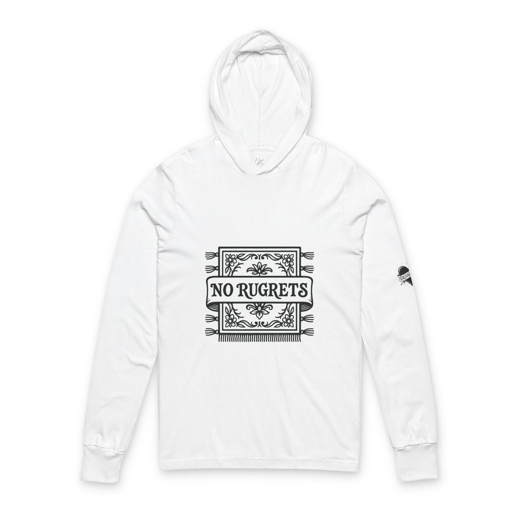 No Rugrets | Tattoo Style Designer Slogan Hooded Long Sleeve Tee