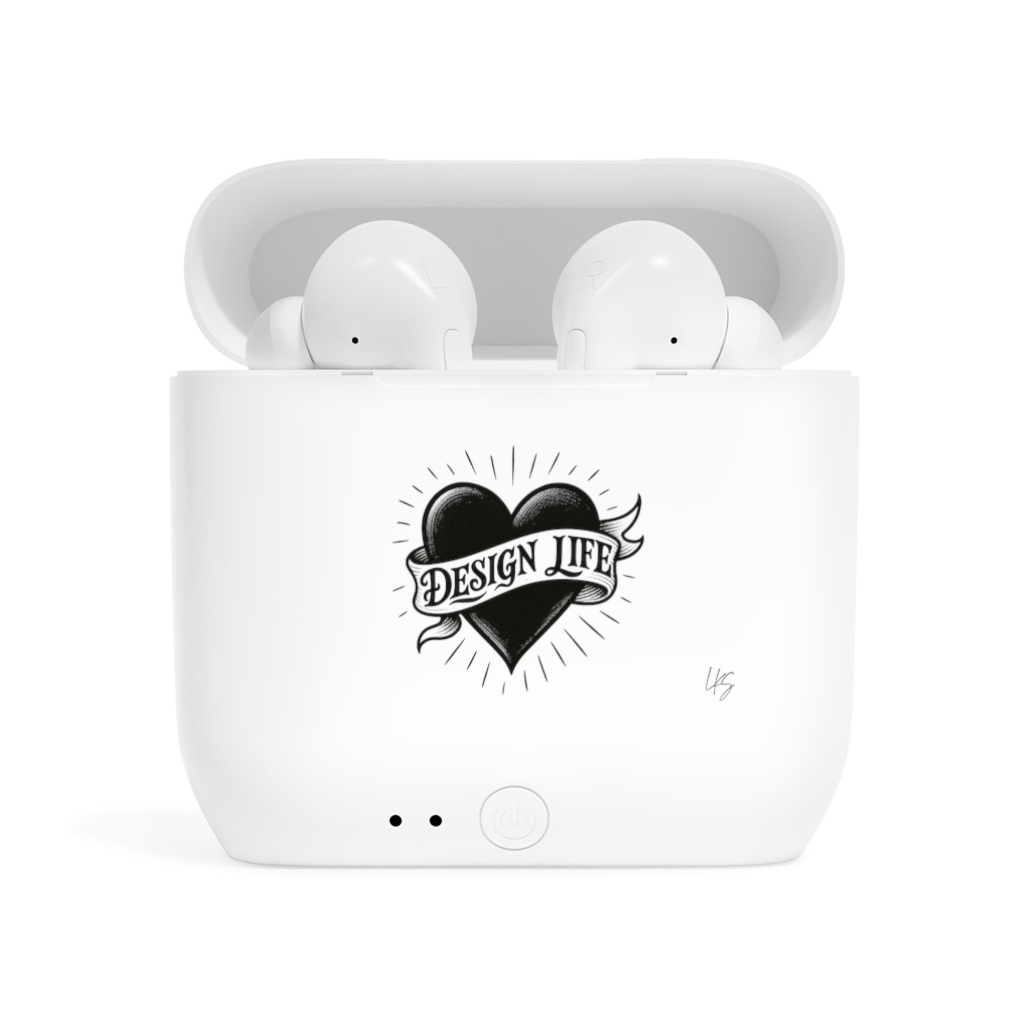 Design Life | Tattoo Style Designer Slogan Wireless Earbuds