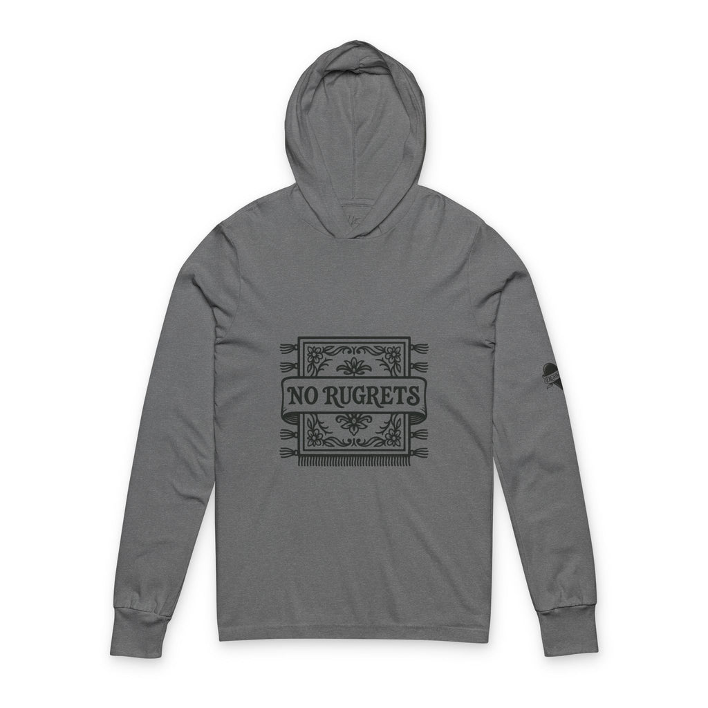 No Rugrets | Tattoo Style Designer Slogan Hooded Long Sleeve Tee