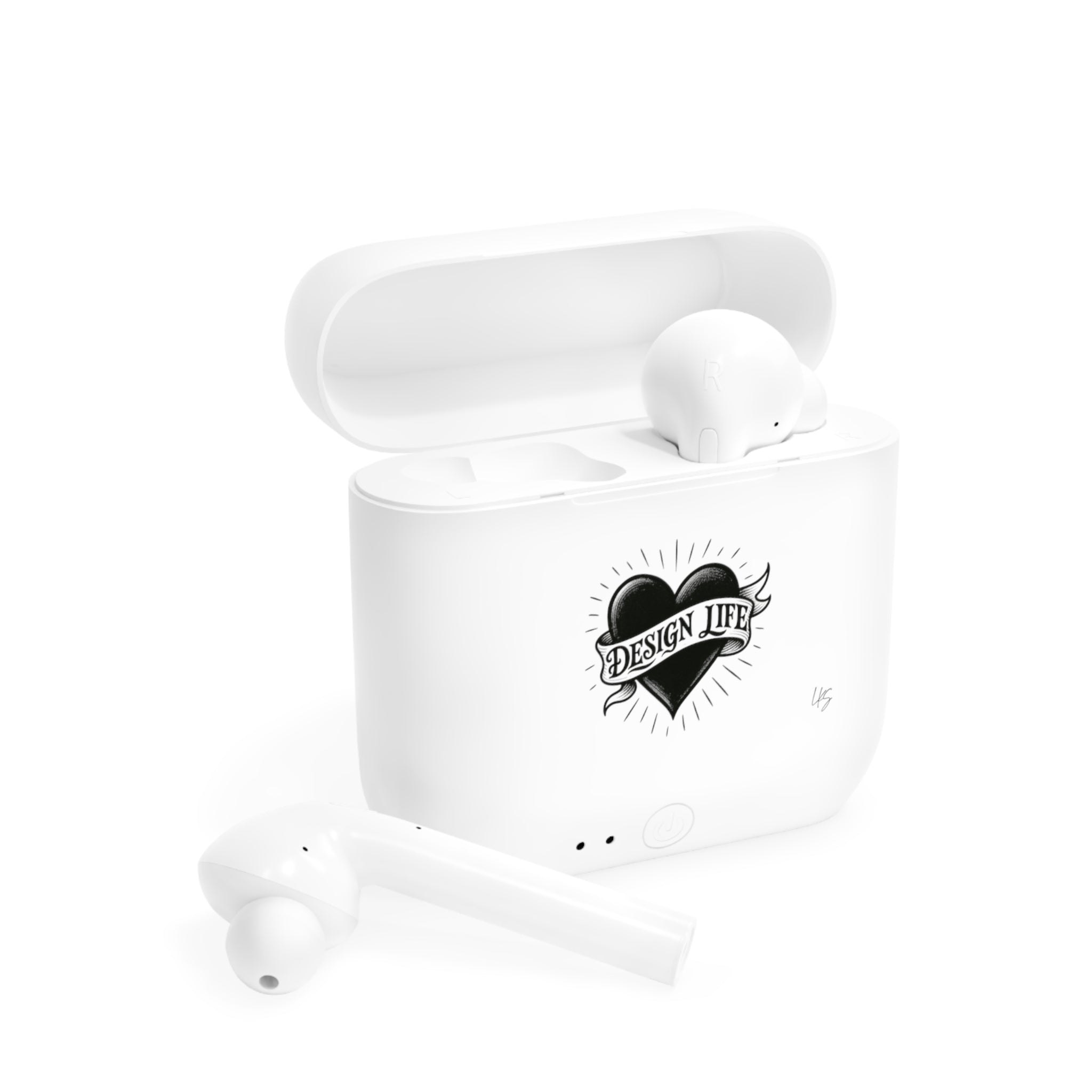 Design Life | Tattoo Style Designer Slogan Wireless Earbuds