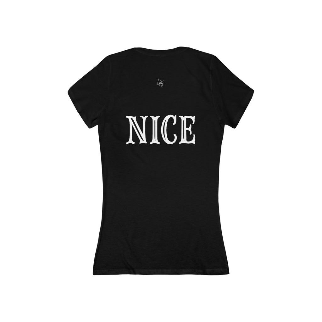 The Nice One | Designer Slogan  Deep V-Neck Tee | Hues