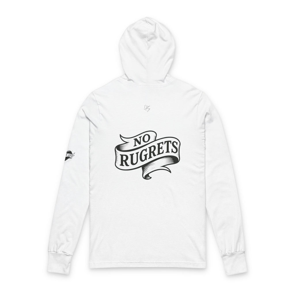 No Rugrets | Tattoo Style Designer Slogan Hooded Long Sleeve Tee